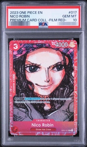 画像1: 【PSA10鑑定済】【英語版】ニコ・ロビン(foil/赤枠/漫画絵)【R】{OP01-017}《-》{OP01-017} (1)