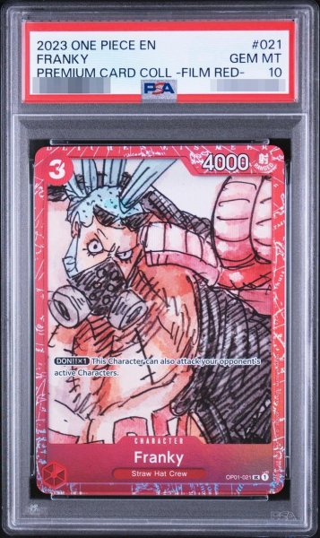 画像1: 【PSA10鑑定済】【英語版】フランキー(foil/赤枠/漫画絵)【UC】{OP01-021}《-》{OP01-021} (1)