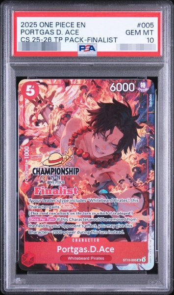 画像1: 【状態A-/PSA10鑑定済】ポートガス・D・エース SR [ST15-005]【英語版】(プロモーションカード「チャンピオンシップ 25-26 ファイナリストカードセット1」)《-》{ST15-005} (1)