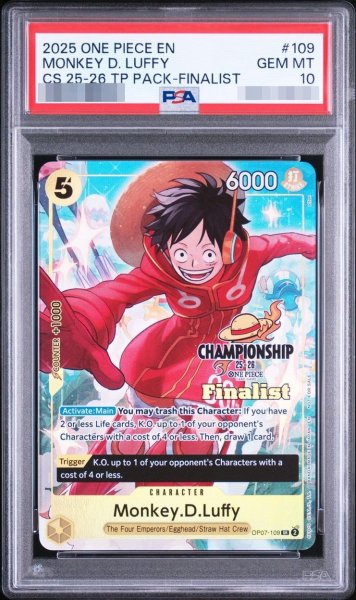 画像1: 【PSA10鑑定済】モンキー・D・ルフィ SR [OP07-109]【英語版】(プロモーションカード「チャンピオンシップ 25-26 ファイナリストカードセット1」)《-》{OP07-109} (1)