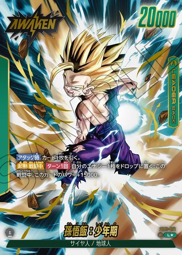 ドラゴンボールカード　孫悟飯：少年期　リーダーパラレル　PSA10 PSA10 孫悟飯 少年期 FB01-71 リーダーパラレル